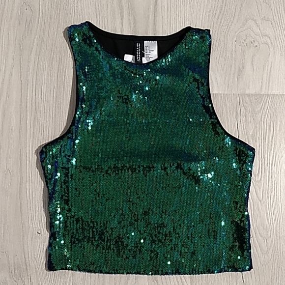 blue green sequin top